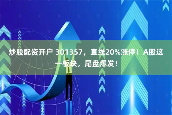 炒股配资开户 301357，直线20%涨停！A股这一板块，尾盘爆发！
