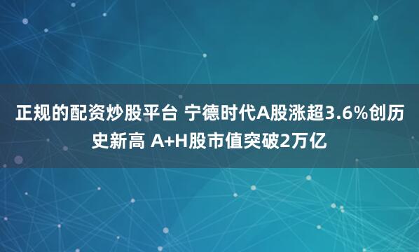 正规的配资炒股平台 宁德时代A股涨超3.6%创历史新高 A+H股市值突破2万亿